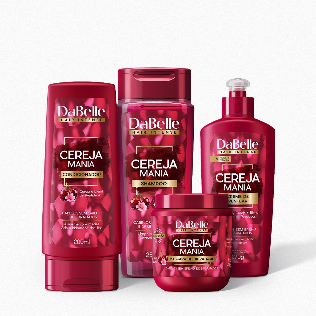 Kit Essencial Cereja Mania DaBelle Hair – 4 Produtos Kit Essencial Cereja Mania DaBelle Hair – 4 Produtos