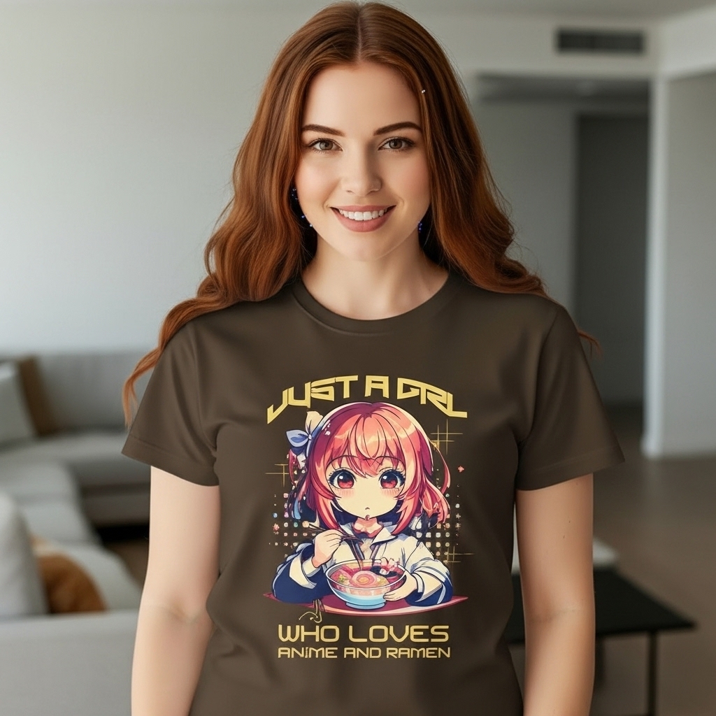 Camisa “JUST A GIRL” Feminino Estampa Moderna Confortável Camisa “JUST A GIRL” Feminino Estampa Moderna Confortável
