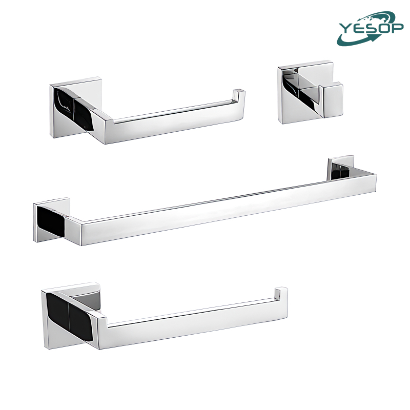 YESOP Kit Acessórios Banheiro 4 Peças Inox Quadrado Toalheiro 60cm Premium Luxo Cromado Antiferrugem YESOP Kit Acessórios Banheiro 4 Peças Inox Quadrado Toalheiro 60cm Premium Luxo Cromado Antiferrugem