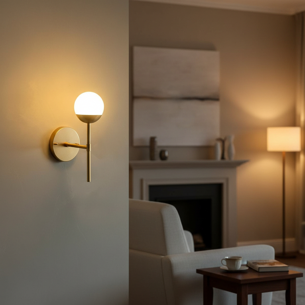 Arandela luminária de Parede Moderna lina Com Globo Vidro 12cm Decoração Iluminação Casa Sala Quarto Arandela luminária de Parede Moderna lina Com Globo Vidro 12cm Decoração Iluminação Casa Sala Quarto