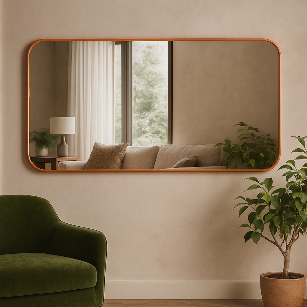 Espelho Orgânico Retangular 53x110cm Grande Moderno Decorativo Para Parede Sala Quarto Banheiro Espelho Orgânico Retangular 53x110cm Grande Moderno Decorativo Para Parede Sala Quarto Banheiro
