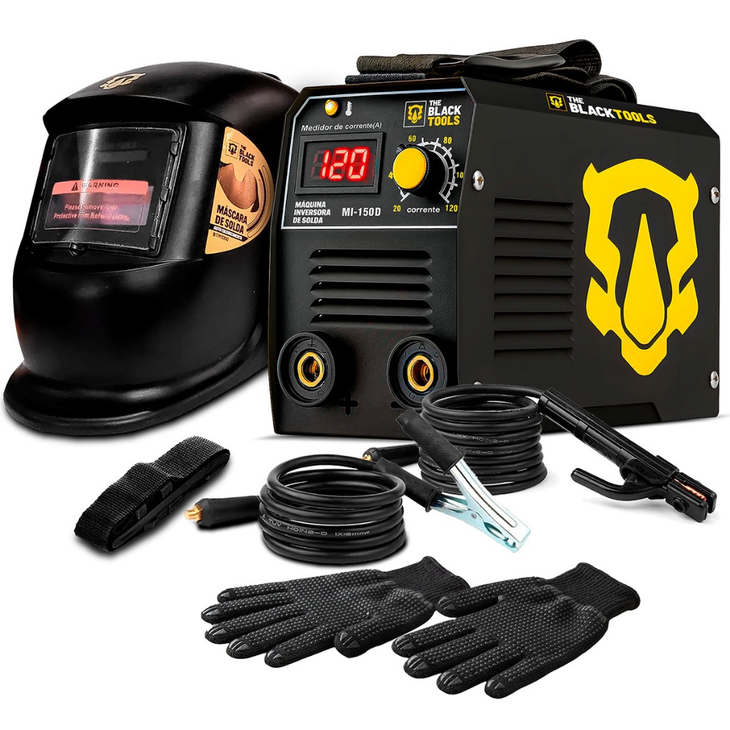 Maquina Inversora De Solda Mma Eletrodo Tig 120a 220v Com Máscara De Solda + Acessórios The Black Tools Maquina Inversora De Solda Mma Eletrodo Tig 120a 220v Com Máscara De Solda + Acessórios The Black Tools