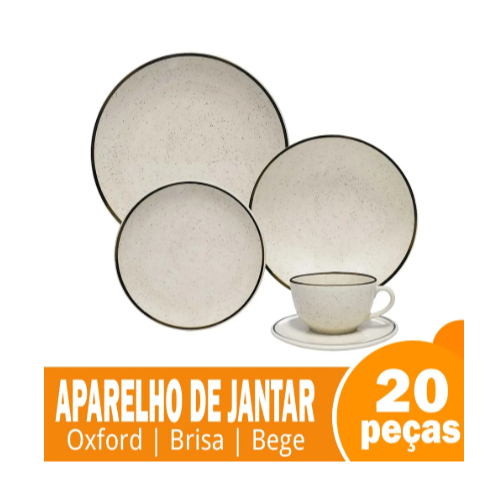 Aparelho de Jantar/Chá Oxford Brisa – Cerâmica, 20 Peças, Bege Aparelho de Jantar/Chá Oxford Brisa – Cerâmica, 20 Peças, Bege