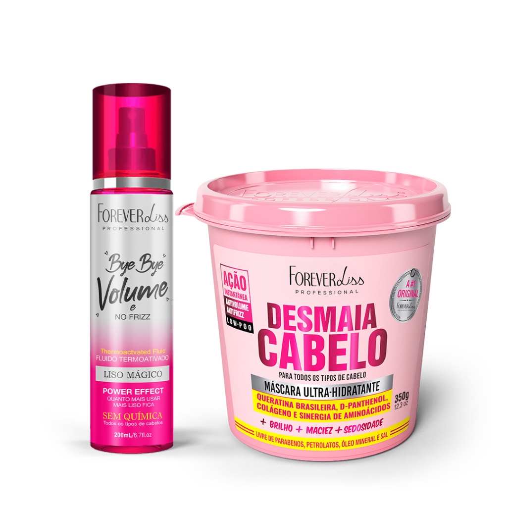 Kit Desmaia Cabelo 350g Com Bye Bye Volume Forever Liss Kit Desmaia Cabelo 350g Com Bye Bye Volume Forever Liss