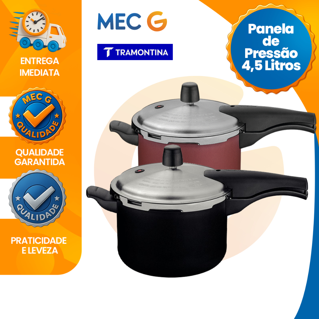 Panela de Pressão Tramontina 4,5 Litros com Fechamente Externo Antiaderente Starflon Max Vancouver Panela de Pressão Tramontina 4,5 Litros com Fechamente Externo Antiaderente Starflon Max Vancouver