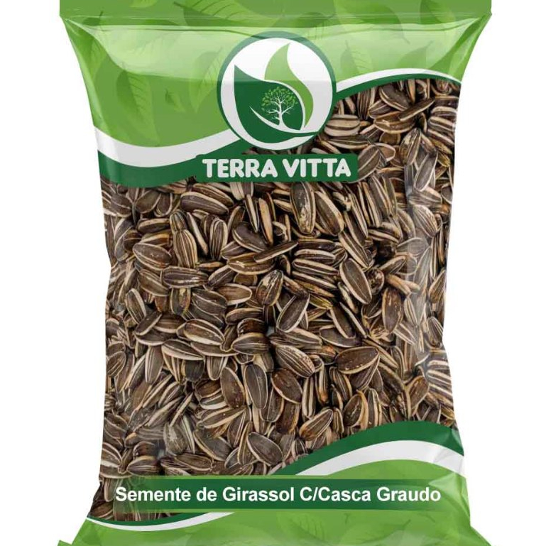 Semente de Girassol C/Casca Graudo 1Kg Semente de Girassol C/Casca Graudo 1Kg