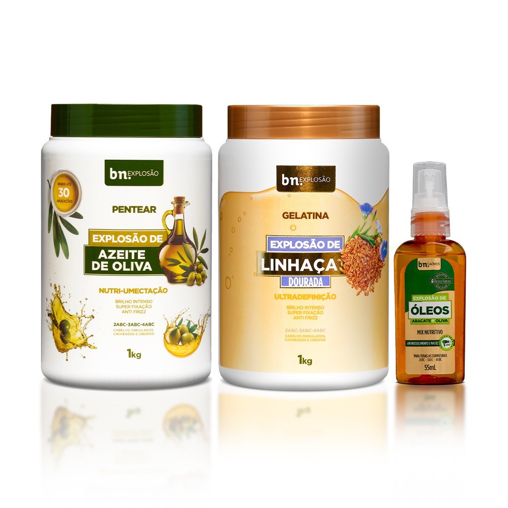 Kit Finalizador Oliva + Linhaça + Óleo de Abacate bn.Cachos Kit Finalizador Oliva + Linhaça + Óleo de Abacate bn.Cachos