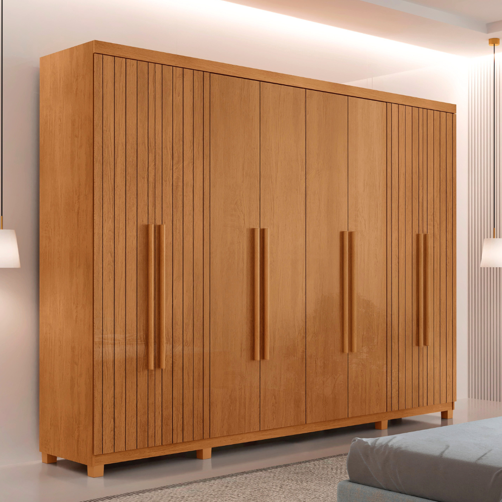 Guarda Roupa Casal Toronto 100 MDF 8 Portas e 4 Gavetas com Pés Moderna Mobília Guarda Roupa Casal Toronto 100 MDF 8 Portas e 4 Gavetas com Pés Moderna Mobília