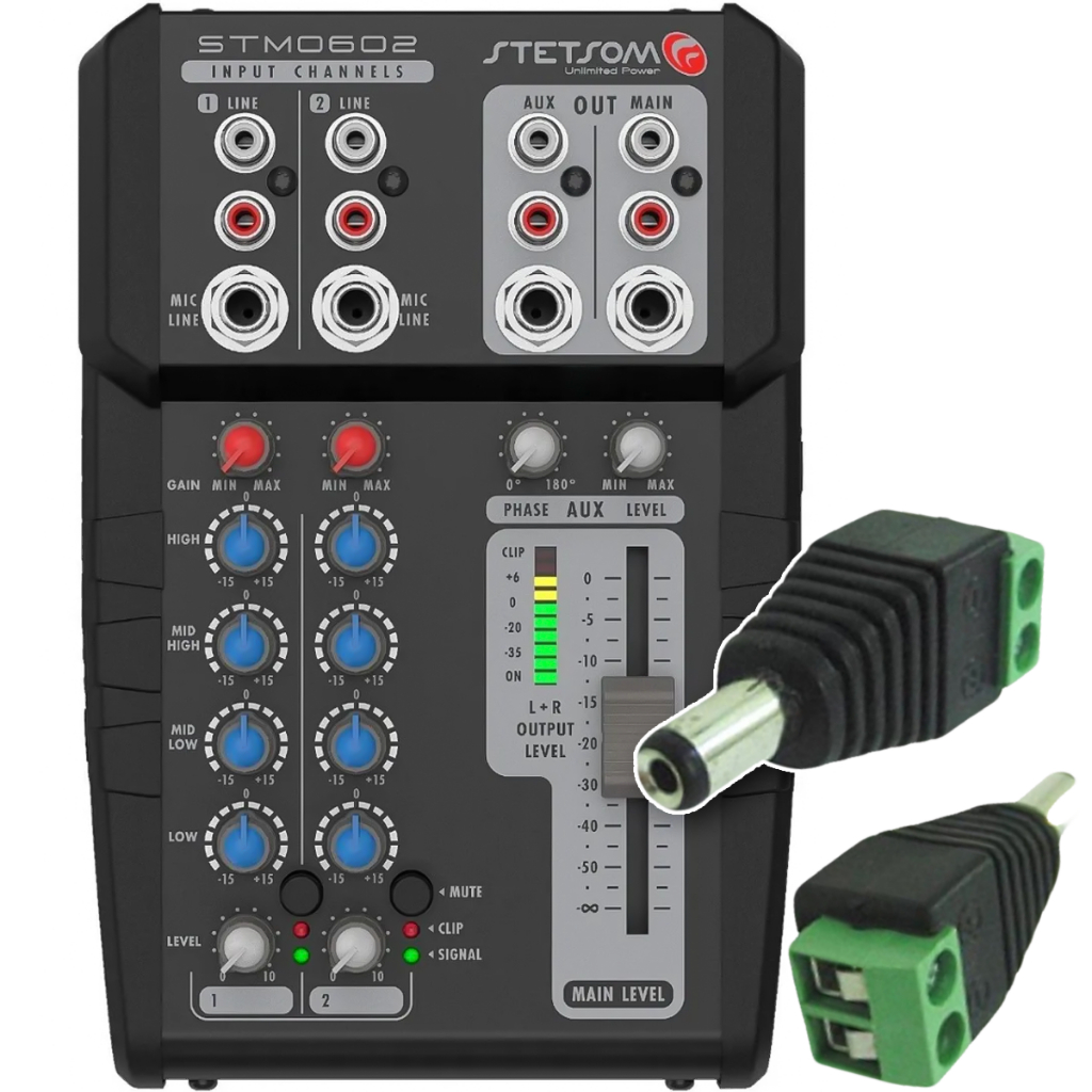 Mesa de Som Automotiva Stetsom STM0602 2 Canais Mixer Equalizador 4 Bandas 12V Profissional Mesa de Som Automotiva Stetsom STM0602 2 Canais Mixer Equalizador 4 Bandas 12V Profissional