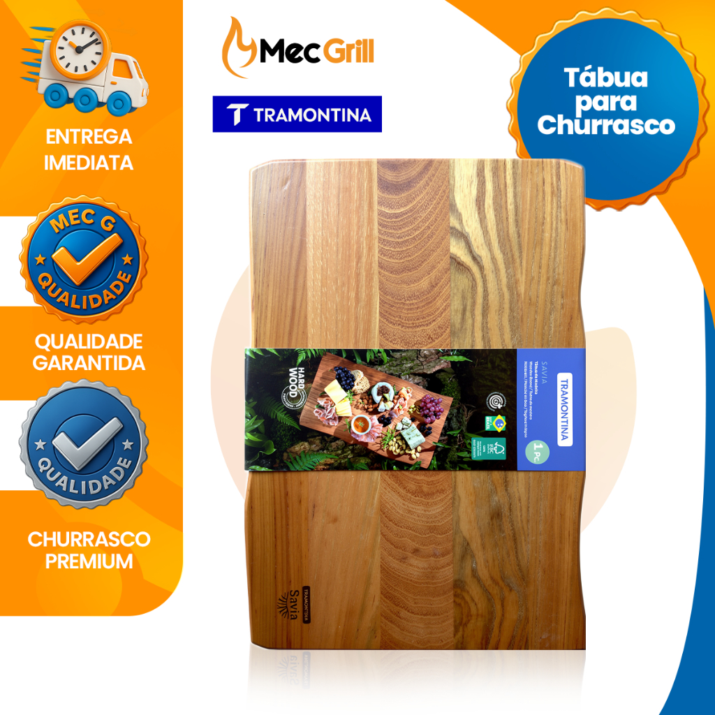 Tabua de Carne Tramontina Madeira 40×28 Churrasco Retangular Savia