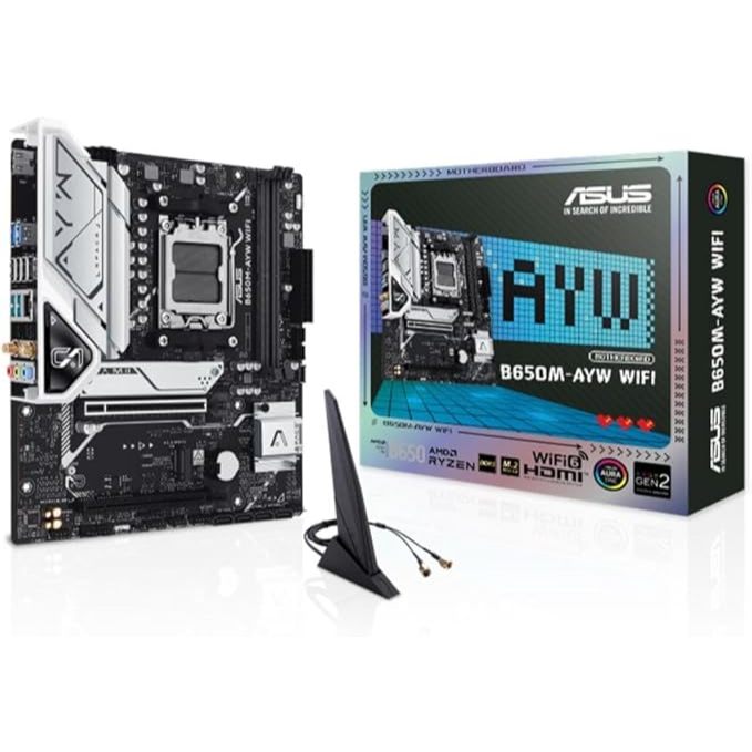 Placa-Mãe ASUS B650M-AYW WIFI mATX, AM5, DDR5, PCIe 5.0, Wi-Fi 6 90MB1KI0-M0EAY0 Placa-Mãe ASUS B650M-AYW WIFI mATX, AM5, DDR5, PCIe 5.0, Wi-Fi 6 90MB1KI0-M0EAY0