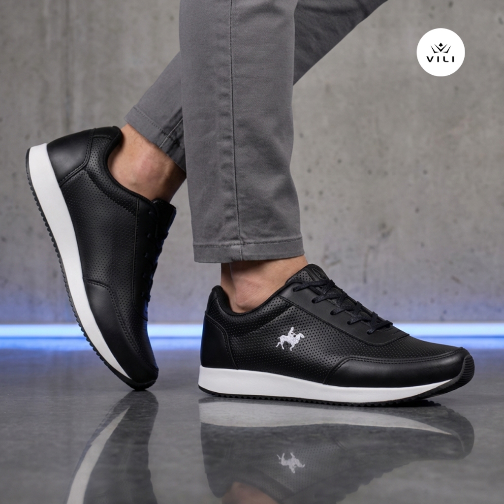 Tênis Masculino Polo Vili Madri Casual Confortável Preto Tênis Masculino Polo Vili Madri Casual Confortável Preto