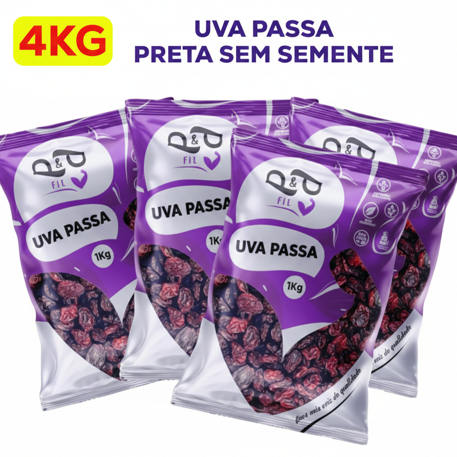 Kit Uva Passa 4kg ou 3Kg Preta Sem Semente – P&P Kit Uva Passa 4kg ou 3Kg Preta Sem Semente – P&P