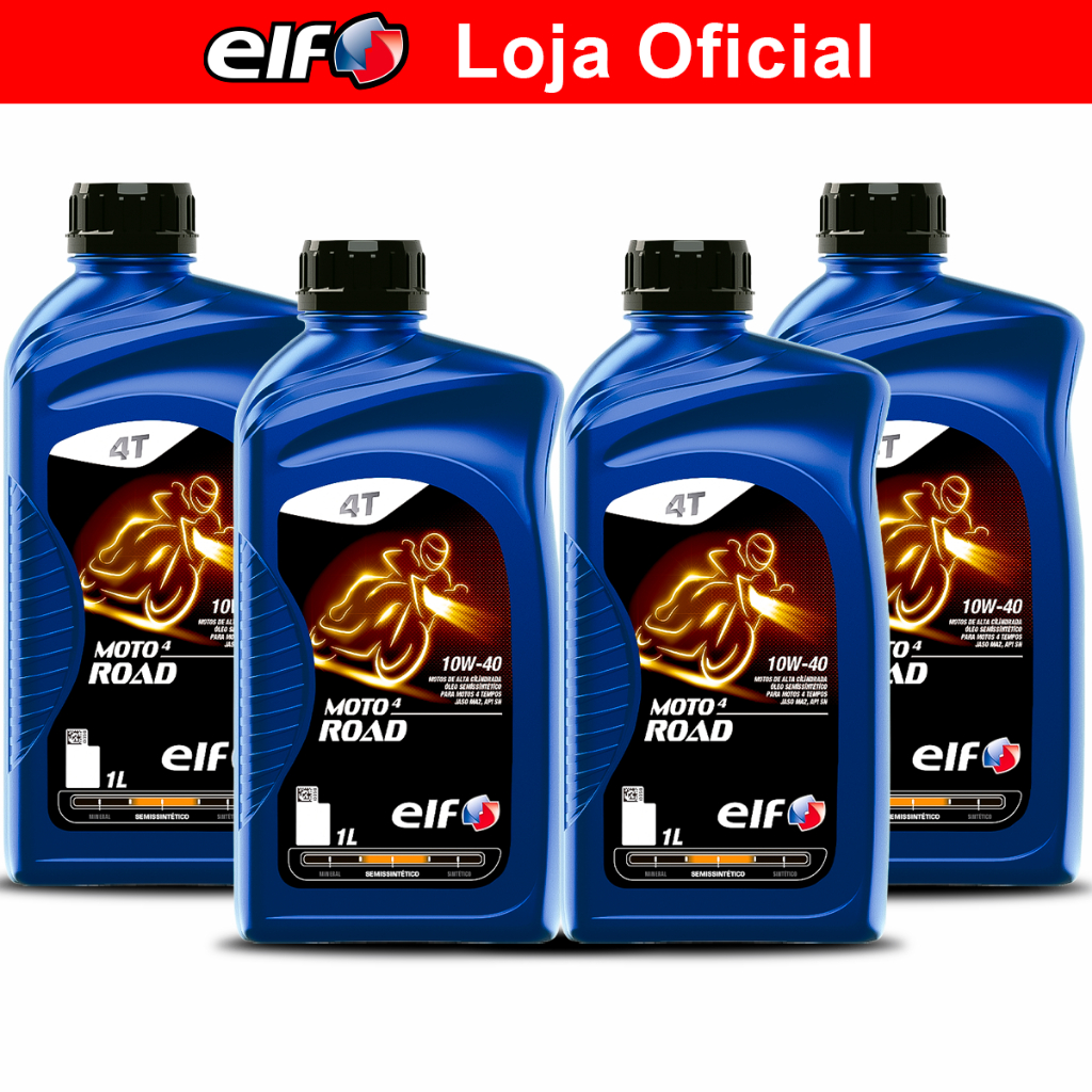 Kit 4x Óleo para Moto 10w-40 Semi-sintético Elf Moto 4 Road Kit 4x Óleo para Moto 10w-40 Semi-sintético Elf Moto 4 Road