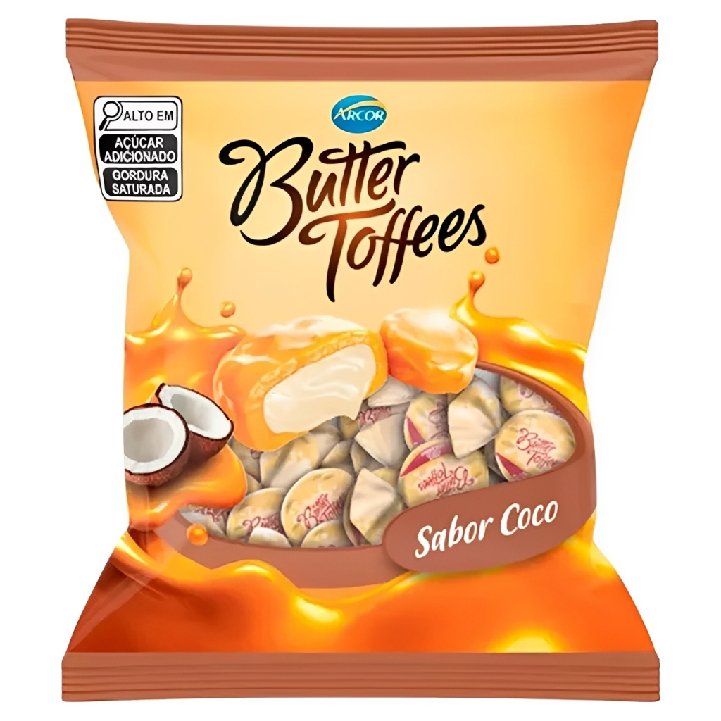 Balas Butter Toffees Coco 400g Arcor Ideal para Festas e Revenda Balas Butter Toffees Coco 400g Arcor Ideal para Festas e Revenda