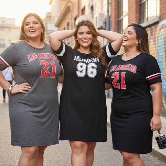 Kit 3 Vestidos Estampados Camisão Moda Gringa Grande Verão Curve plus size curvy camisetão Plus Kit 3 Vestidos Estampados Camisão Moda Gringa Grande Verão Curve plus size curvy camisetão Plus