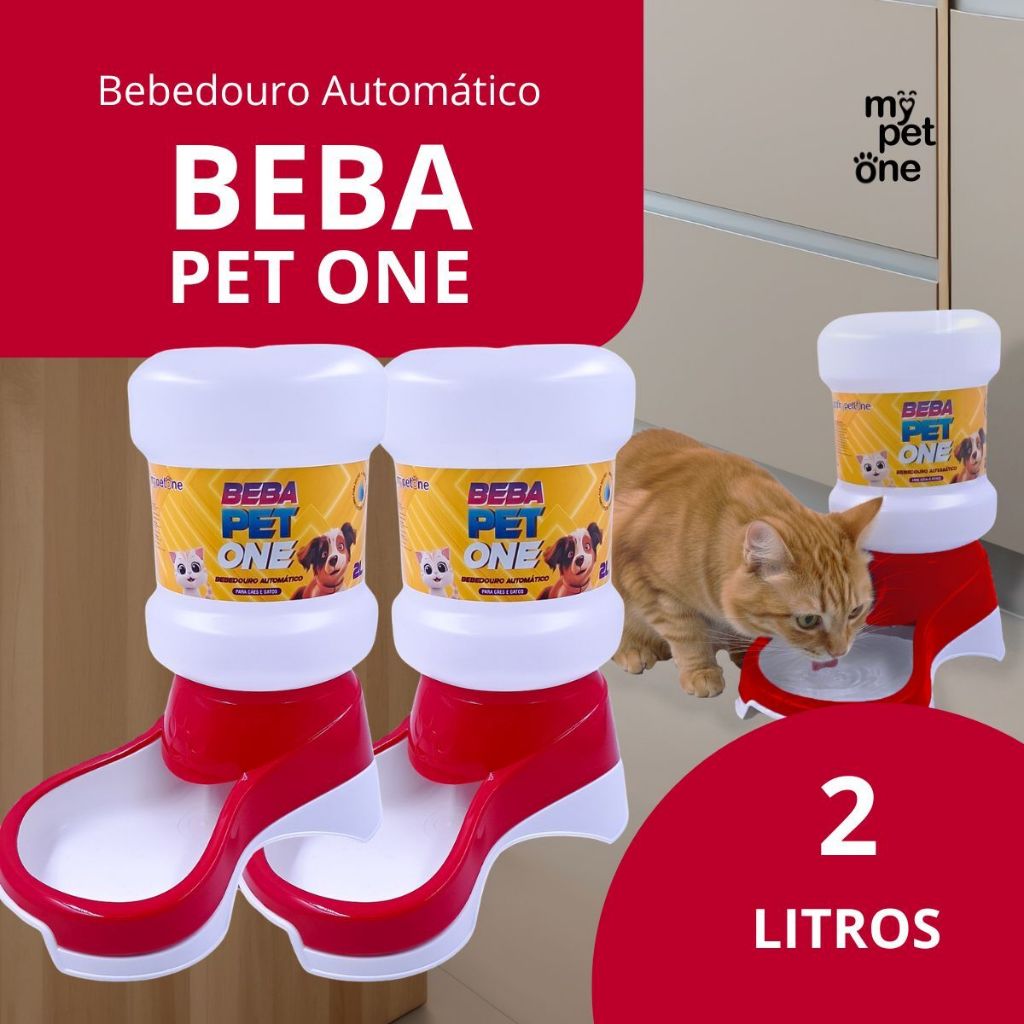 Kit 2 Bebedouro Automático Beba Pet One Vermelho Galão – 2 Litros Kit 2 Bebedouro Automático Beba Pet One Vermelho Galão – 2 Litros