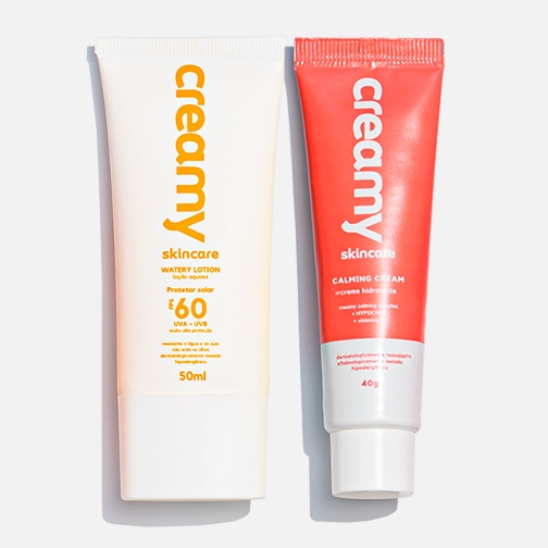 Kit Duo Protetor Solar FPS60 + Gel Creme Hidratante Facial Calming Cream – Creamy Skincare Kit Duo Protetor Solar FPS60 + Gel Creme Hidratante Facial Calming Cream – Creamy Skincare