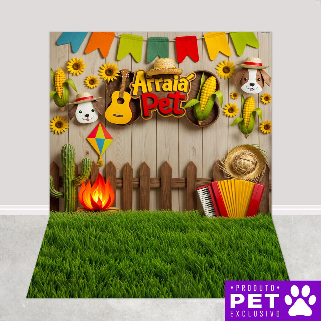 Fundo Fotográfico Festa Junina Pet Shop Cenário Aurraiá Tecido 1,20×1,70m Painel Arraiá – PET-153