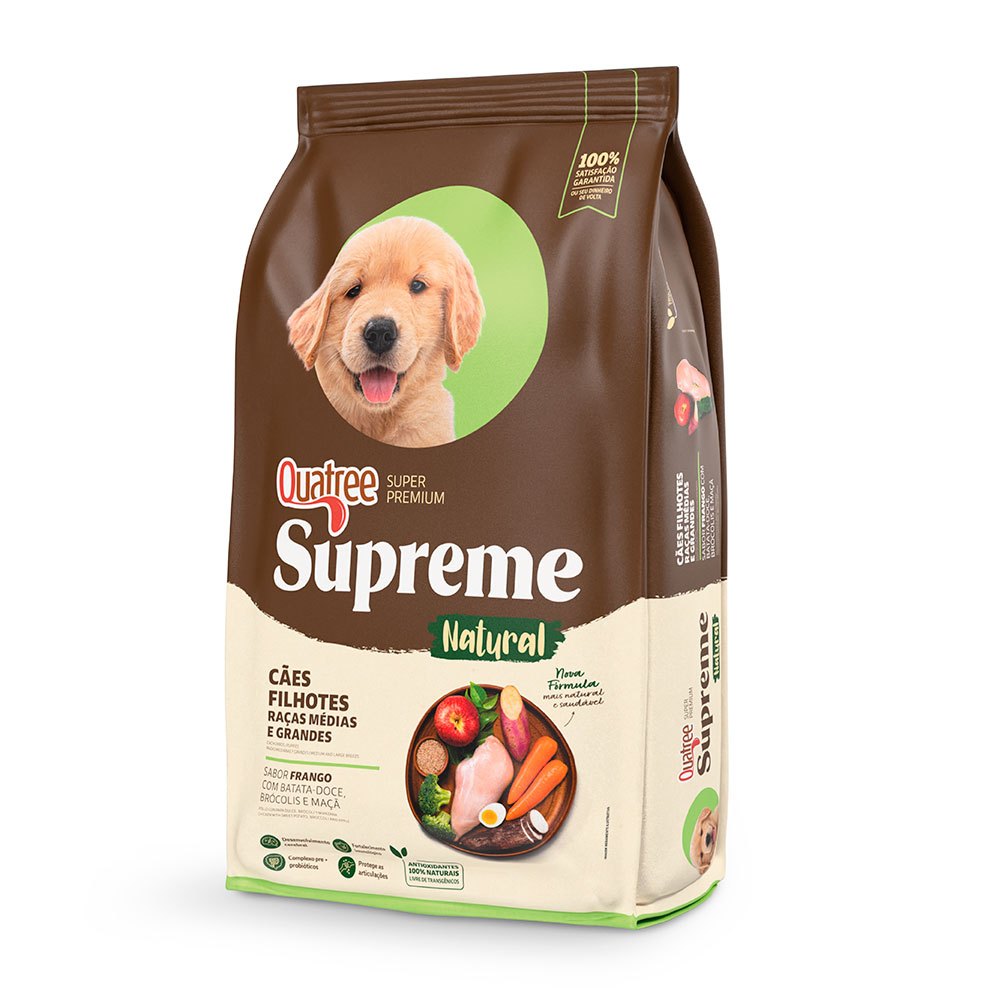 Ração Quatree Supreme Cães Filhotes Raças Médias e Grandes Frango e Batata Doce 15kg Ração Quatree Supreme Cães Filhotes Raças Médias e Grandes Frango e Batata Doce 15kg
