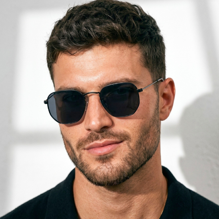 Oculos de Sol Hexagonal Preto Original Premium Classico Fino Elegante uv400 Masculino Feminino Oculos de Sol Hexagonal Preto Original Premium Classico Fino Elegante uv400 Masculino Feminino
