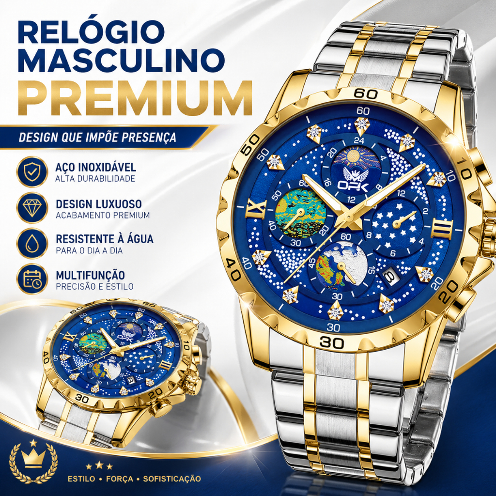 OPK Relógio Masculino Luxo Prova Da água Original Esportivo De Aço Cronógrafo Quartzo 8175 OPK Relógio Masculino Luxo Prova Da água Original Esportivo De Aço Cronógrafo Quartzo 8175