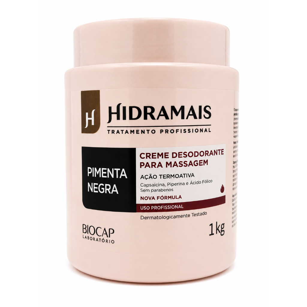 Hidramais Creme para Massagem Pimenta Negra Lipotérmico Corporal 1kg Redução Gordura Localizada e Massagem Modeladora Hidramais Creme para Massagem Pimenta Negra Lipotérmico Corporal 1kg Redução Gordura Localizada e Massagem Modeladora