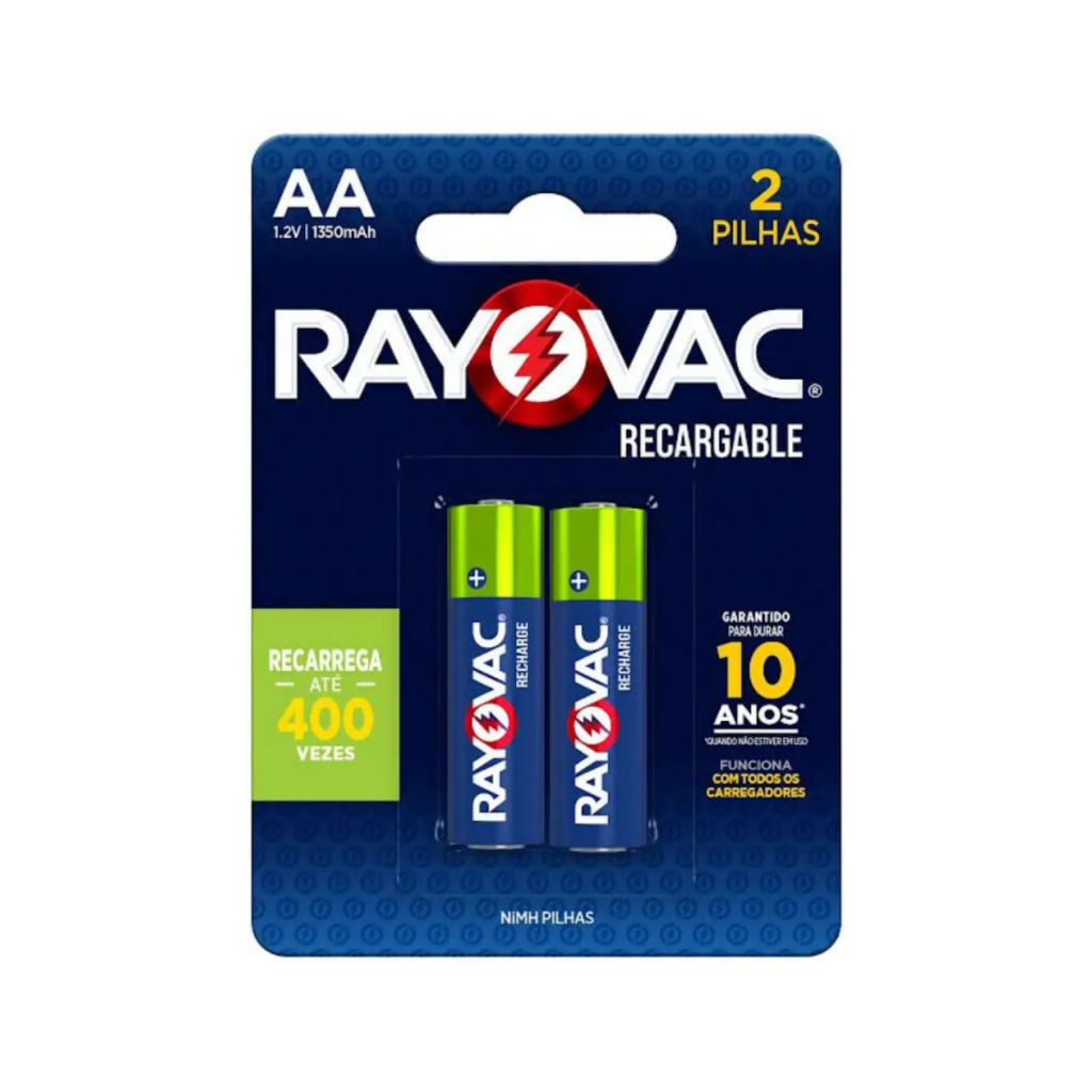 Pilha Recarregavel AA Rayovac Bateria 2A 1350mah Pequena 2 unidades Pilha Recarregavel AA Rayovac Bateria 2A 1350mah Pequena 2 unidades