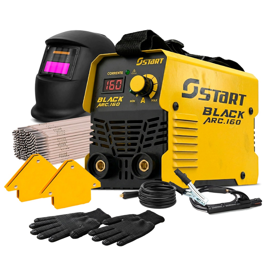 Kit Solda Máquina Inversora 160a Mma Tig 220v Com Mascara De Solda + Acessórios Kit Solda Máquina Inversora 160a Mma Tig 220v Com Mascara De Solda + Acessórios