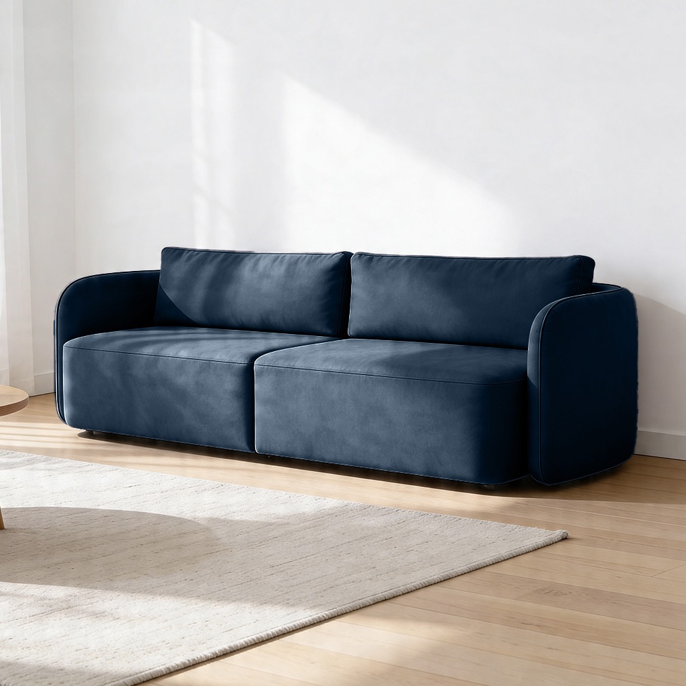 Sofá 3 Lugares Sala Living Orgânico 220cm Oregon K01 Veludo Azul Marinho – Lyam Decor Sofá 3 Lugares Sala Living Orgânico 220cm Oregon K01 Veludo Azul Marinho – Lyam Decor