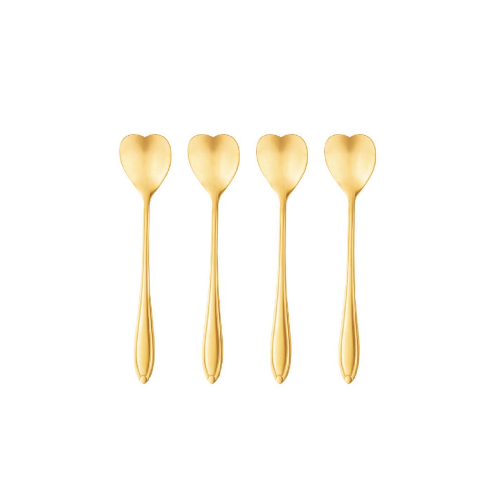 4 Colheres de Chá Wolff Heart Dourado de Aço Inox 4 Colheres de Chá Wolff Heart Dourado de Aço Inox