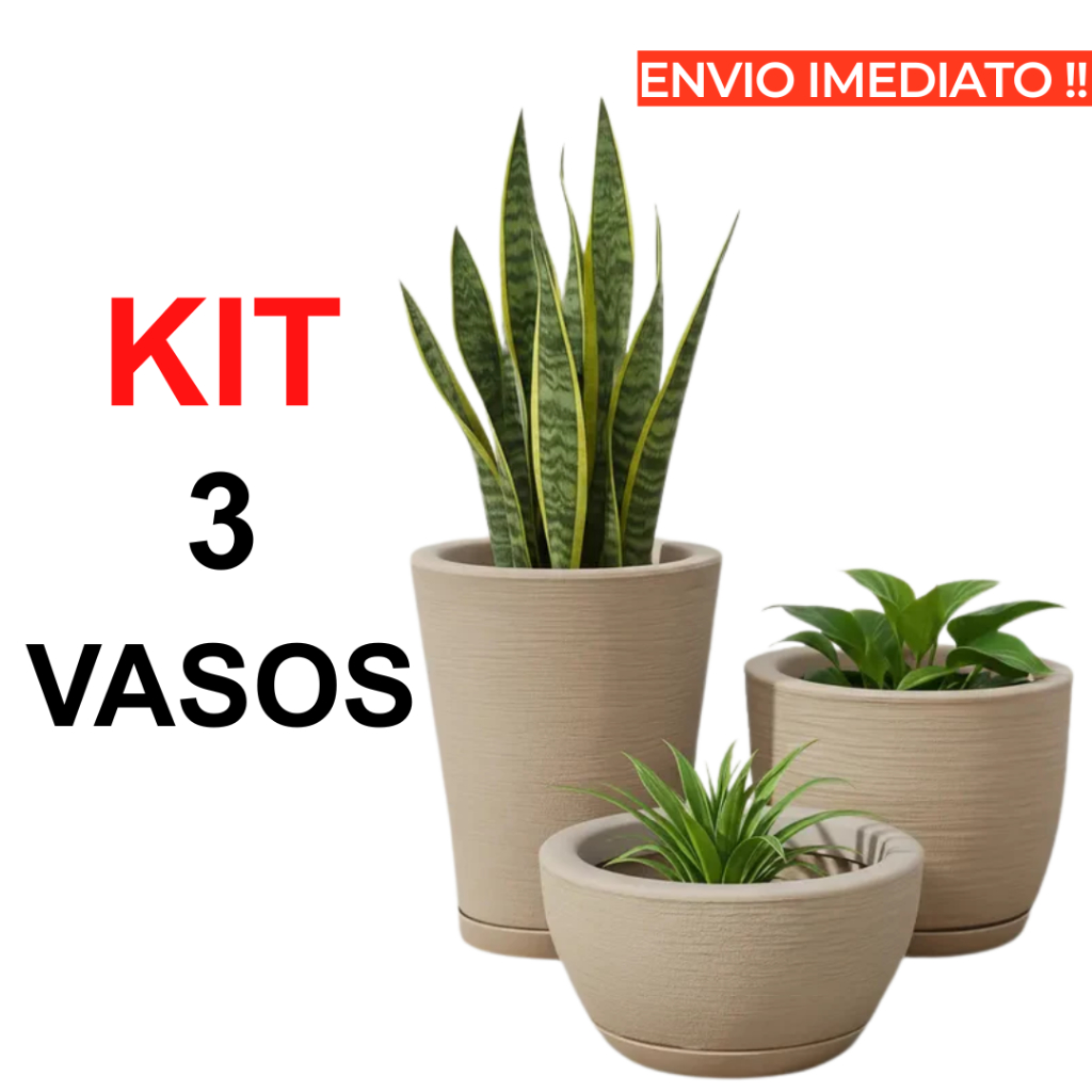 Kit 3 vasos de polietileno para plantas decorativo N1 N2 N3 Kit 3 vasos de polietileno para plantas decorativo N1 N2 N3