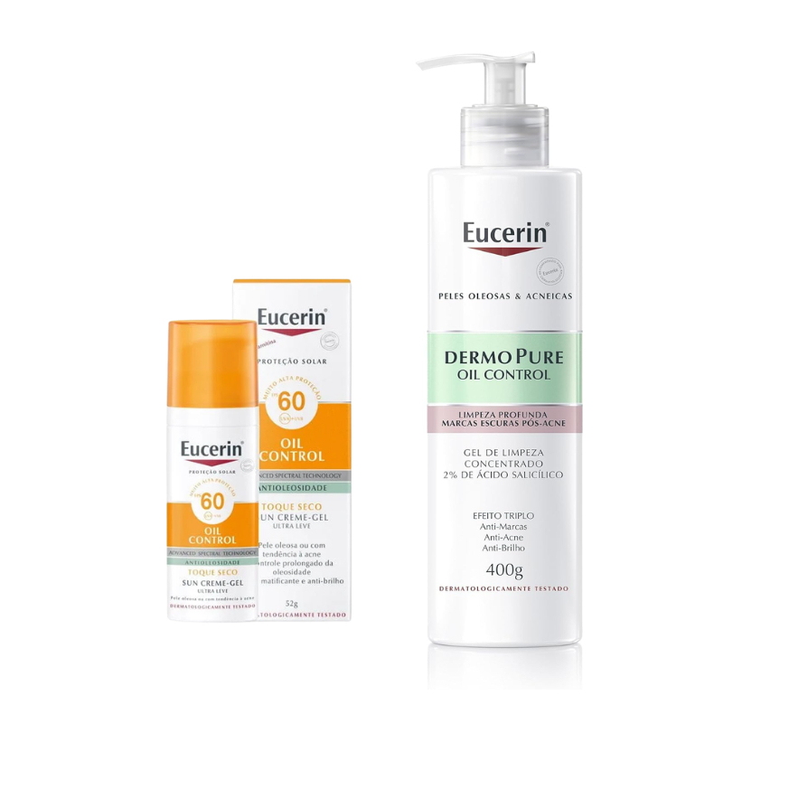 Kit Eucerin Dermo Pure Limpeza + Protetor Solar Oil Control FPS 60 Kit Eucerin Dermo Pure Limpeza + Protetor Solar Oil Control FPS 60