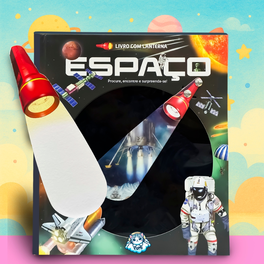 Livro-lanterna Infantil Espaço Planetas Livro Mágico Educativo Interativo Premium Colecionável Livro-lanterna Infantil Espaço Planetas Livro Mágico Educativo Interativo Premium Colecionável