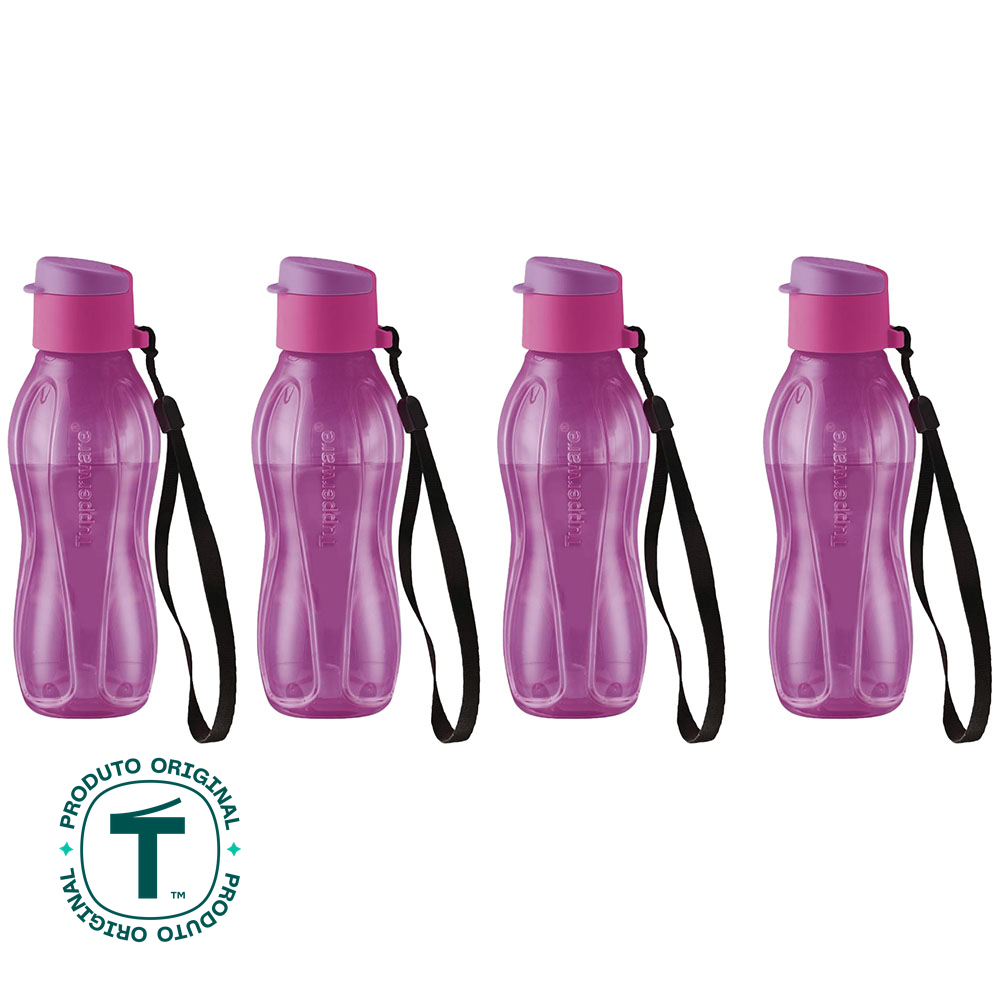 Kit com 4 Garrafas de Água Tupperware Eco Tupper Roxa 310ml Kit com 4 Garrafas de Água Tupperware Eco Tupper Roxa 310ml