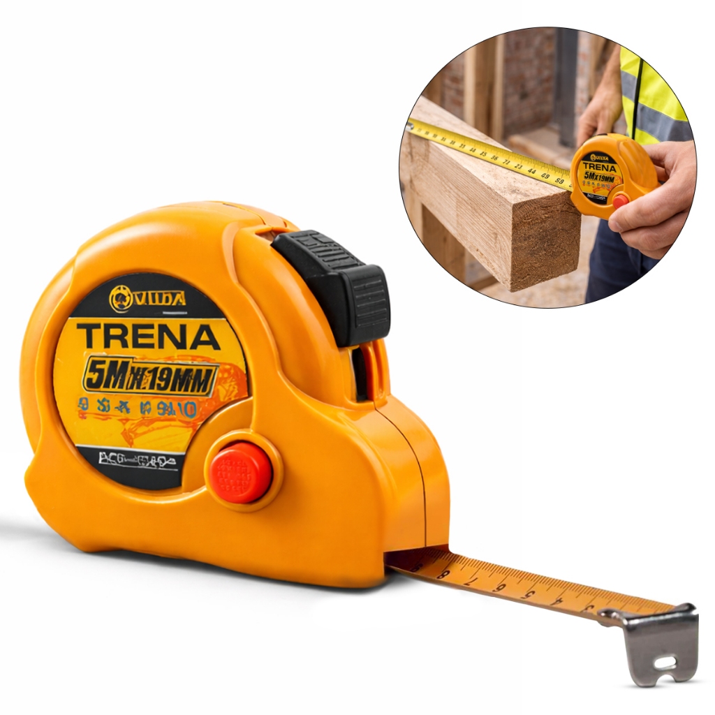 Trena Fita Métrica Retrátil 5mx19mm Com Trava E Botão Trena Fita Métrica Retrátil 5mx19mm Com Trava E Botão