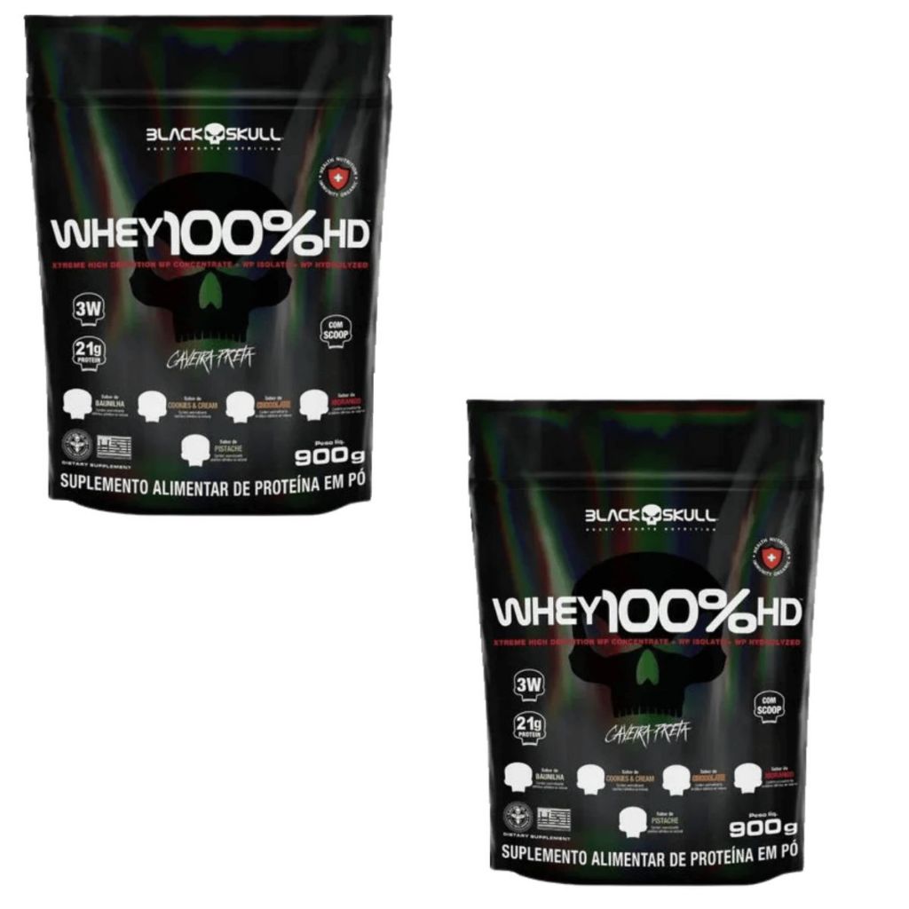 Kit 2x Whey 100% Hd Refil 900g Blackskull Kit 2x Whey 100% Hd Refil 900g Blackskull