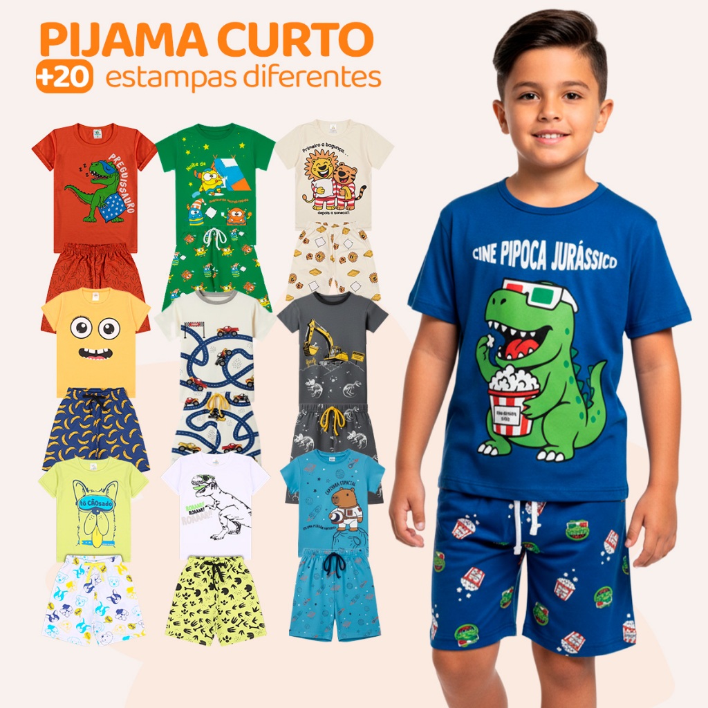 Kit Sortido 8 ou 6 Peças Pijama Curto Bebê Menino Pijamas Masculino Bebê Roupa Infantil de Bebê para o Verão Kit Sortido 8 ou 6 Peças Pijama Curto Bebê Menino Pijamas Masculino Bebê Roupa Infantil de Bebê para o Verão