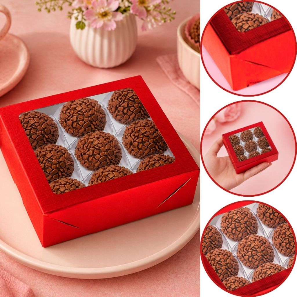 10~50 CAIXA LAMINADA C/ VISOR (09 DOCES) VERMELHO 4x12x12 cm 4681 (CHOCO) 10~50 CAIXA LAMINADA C/ VISOR (09 DOCES) VERMELHO 4x12x12 cm 4681 (CHOCO)