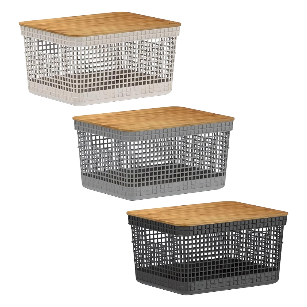 Cesto Organizador Grid 8 Litros Multiuso Tampa Bambu CG255 – Ou Cesto Organizador Grid 8 Litros Multiuso Tampa Bambu CG255 – Ou