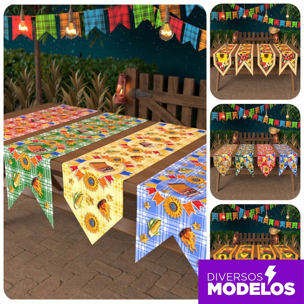 Trilho Caminho de Mesa Festa Junina Decoração Arraiá Bandeirinha 0,40×1,80m Trilho Caminho de Mesa Festa Junina Decoração Arraiá Bandeirinha 0,40×1,80m