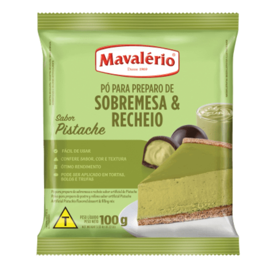 Pó Preparo De Sobremesa e Recheio Sabor Pistache 100g Mavalério Pó Preparo De Sobremesa e Recheio Sabor Pistache 100g Mavalério