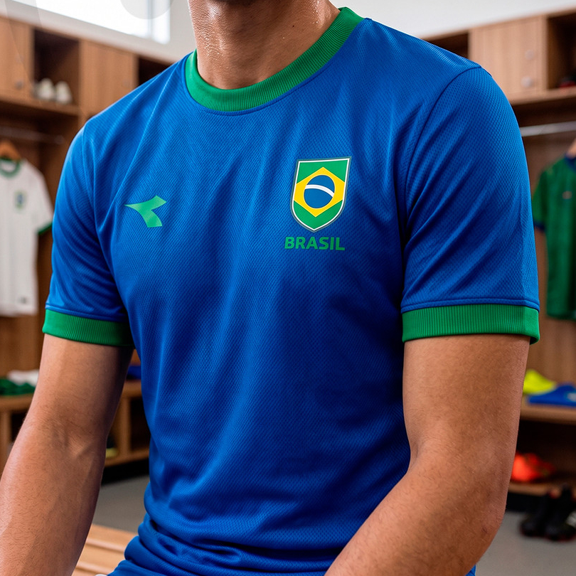 Camiseta Do Brasil Diadora Masculina Campione Confortável Leve Esportiva Dia a Dia Original Camiseta Do Brasil Diadora Masculina Campione Confortável Leve Esportiva Dia a Dia Original