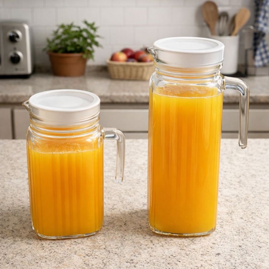 Kit 2 Jarra de Vidro Jarra para Suco água 1L 500ml Casa Jarra para Cozinha Vidro Com Tampa Plástica Kit 2 Jarra de Vidro Jarra para Suco água 1L 500ml Casa Jarra para Cozinha Vidro Com Tampa Plástica