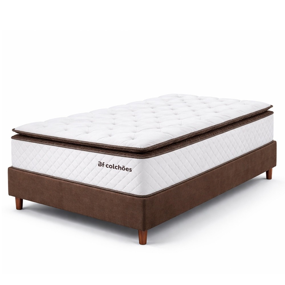 Cama Box Solteirão Colchão Molas Ensacadas com Pillow Top Extra Conforto 97x203x67cm Premium Sleep BF Colchões Cama Box Solteirão Colchão Molas Ensacadas com Pillow Top Extra Conforto 97x203x67cm Premium Sleep BF Colchões