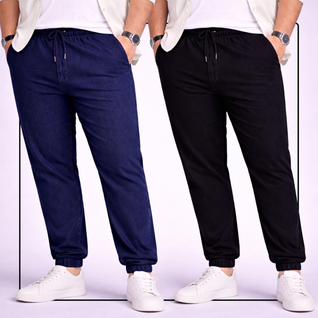 Kit 2 Calça Plus Size Jogger Masculina Sarja Extra Grande Kit 2 Calça Plus Size Jogger Masculina Sarja Extra Grande