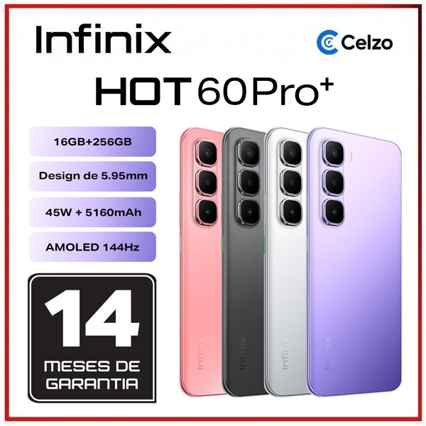 Smartphone Infinix Hot 60 Pro+ 8GB RAM 256GB NFC Bateria 5160mAh Android Smartphone Infinix Hot 60 Pro+ 8GB RAM 256GB NFC Bateria 5160mAh Android