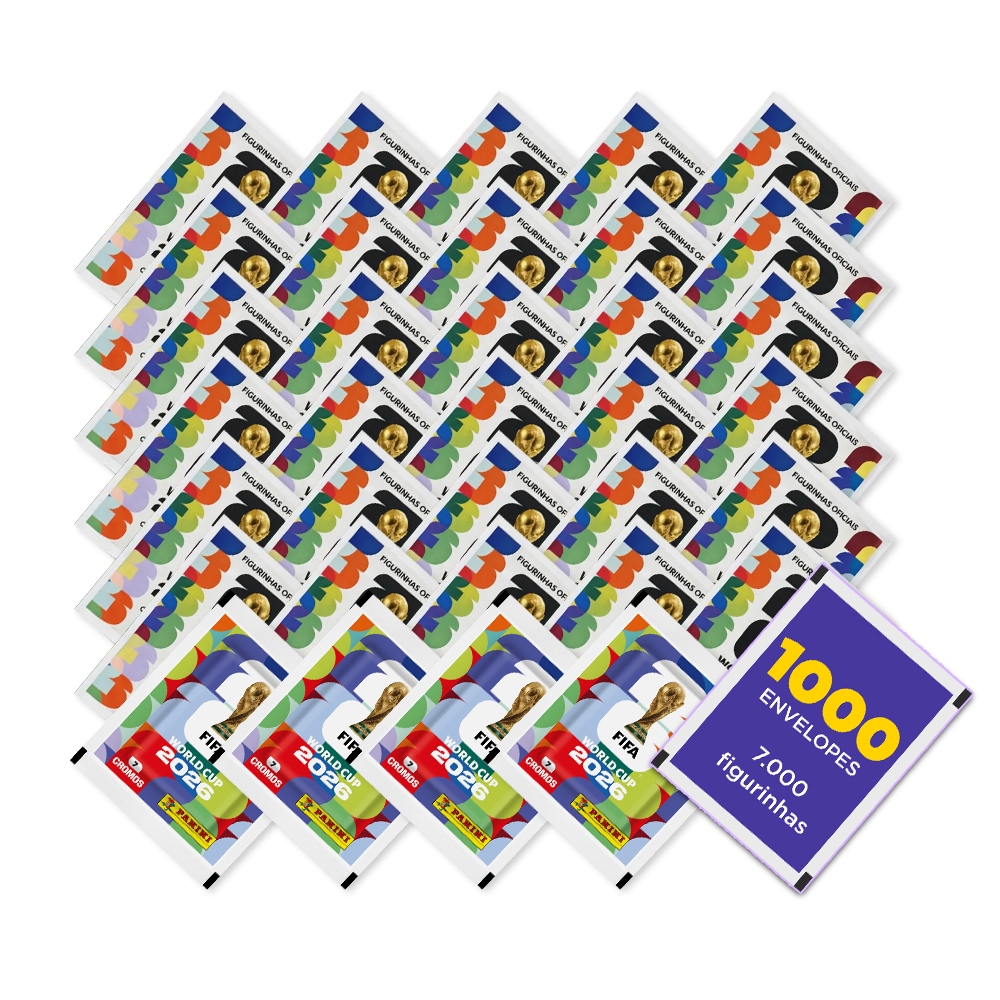 1000 Envelopes (7000 Figurinhas) Copa do Mundo 2026 – Caixa Lacrada – Oficial Panini 1000 Envelopes (7000 Figurinhas) Copa do Mundo 2026 – Caixa Lacrada – Oficial Panini