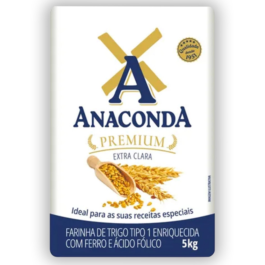 Farinha de Trigo Profissional extra clara Anaconda premium 5 kg Farinha de Trigo Profissional extra clara Anaconda premium 5 kg