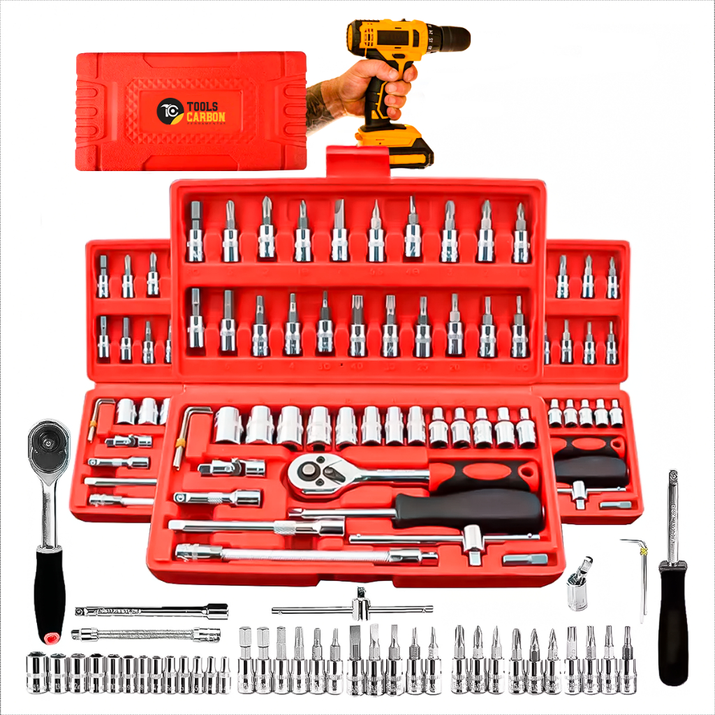 Kit Jogo Chave Catraca Reversível 1/4Pol. Aço Cr-V Cromo Vanádio Soquetes Bits 46 Peças + Maleta Kit Jogo Chave Catraca Reversível 1/4Pol. Aço Cr-V Cromo Vanádio Soquetes Bits 46 Peças + Maleta